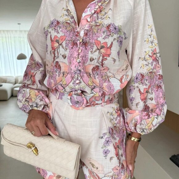 Lilly Printed Long Sleeve Shirt and Shorts Set - Picture 4 of 6